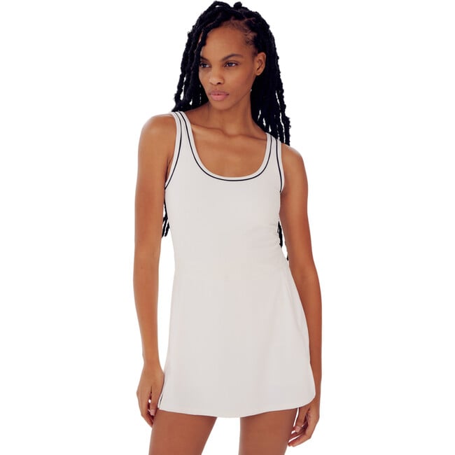 Women's Martina Scoop Neck Piped Rigor Dress, White - Dresses - 3