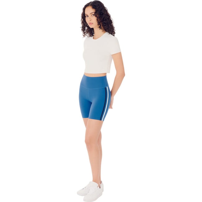 Women's Ella High Waist Airweight Shorts, Stone Blue & Indigo - Shorts - 3