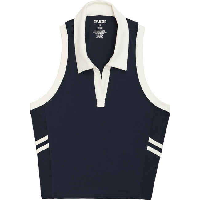 Women's Austin Airweight Crop Polo Tank, Indigo & White