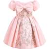 Leona Floral Teacup Bow Dress, Pink - Dresses - 1 - thumbnail