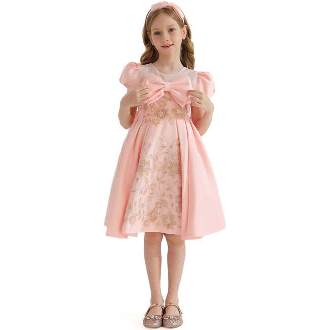 Leona Floral Teacup Bow Dress, Pink - Dresses - 2