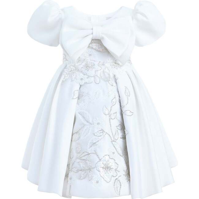 Leona Floral Teacup Bow Dress, Ivory - Dresses - 2