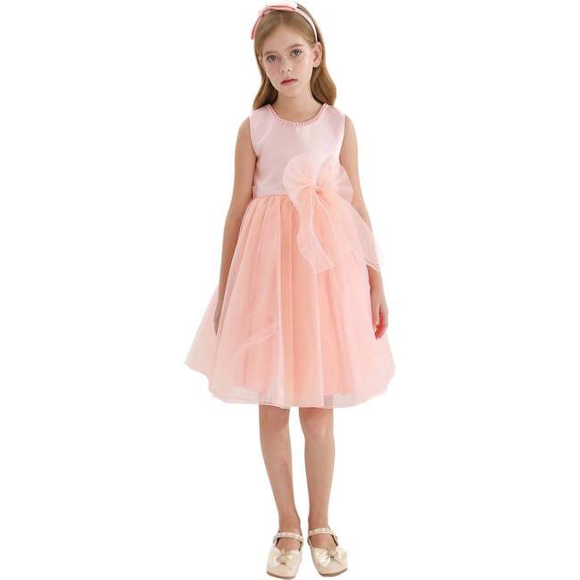 Felice Tulle Bow Dress, Blush - Dresses - 2