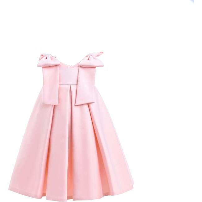 Palermo Satin Bow Pleated Dress, Pink