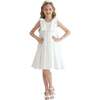 Palermo Satin Bow Pleated Dress, Ivory - Dresses - 2