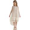 Violeta Sleeveless Ruffle Overlay Dress, Cream - Dresses - 3