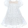 Perivale Floral Overlay Dress, White - Dresses - 1 - thumbnail