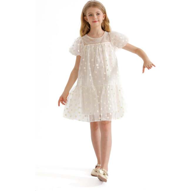 Perivale Floral Overlay Dress, White - Dresses - 2