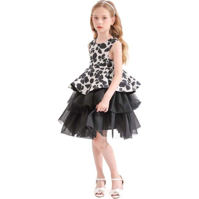 Nazareen Floral Tiered Dress, Black - Dresses - 3