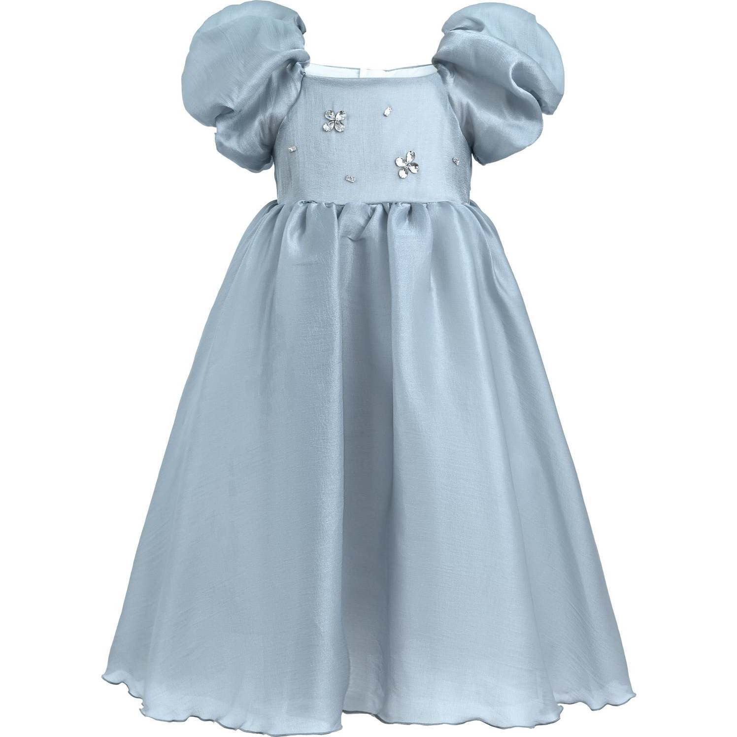 Janelle Applique Teacup Gown, Grey - Dresses - 1