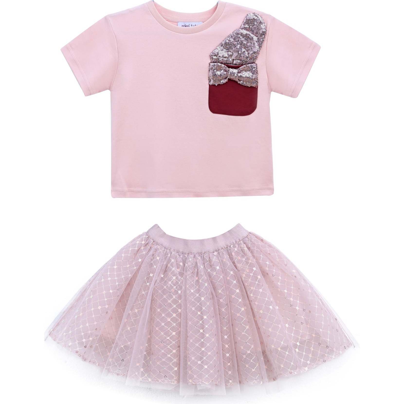 Glimmer Applique Outfit, Pink - Mixed Apparel Set - 1