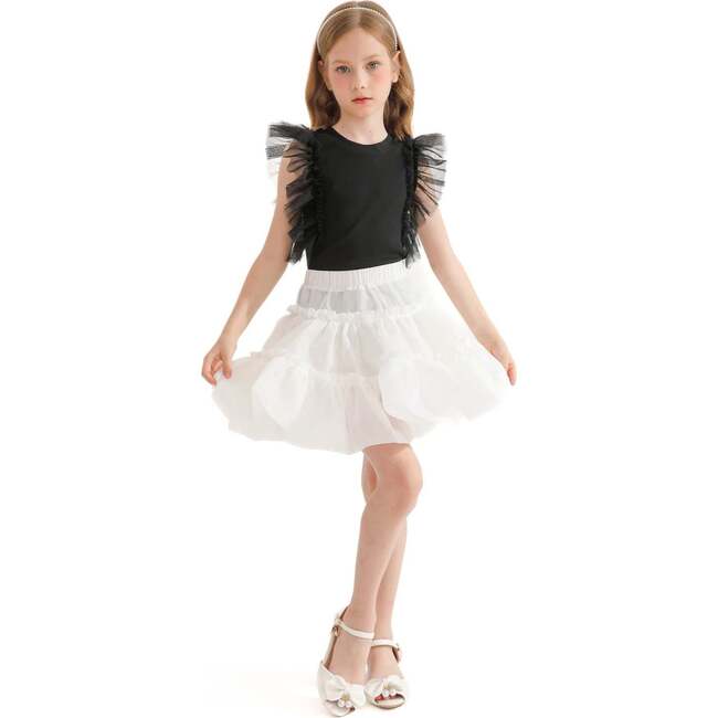 Tulle Frill T-Shirt, Black - T-Shirts - 2