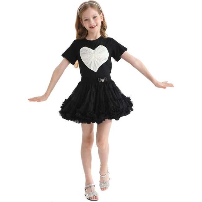 Pearl Heart Applique T-Shirt, Black - T-Shirts - 2