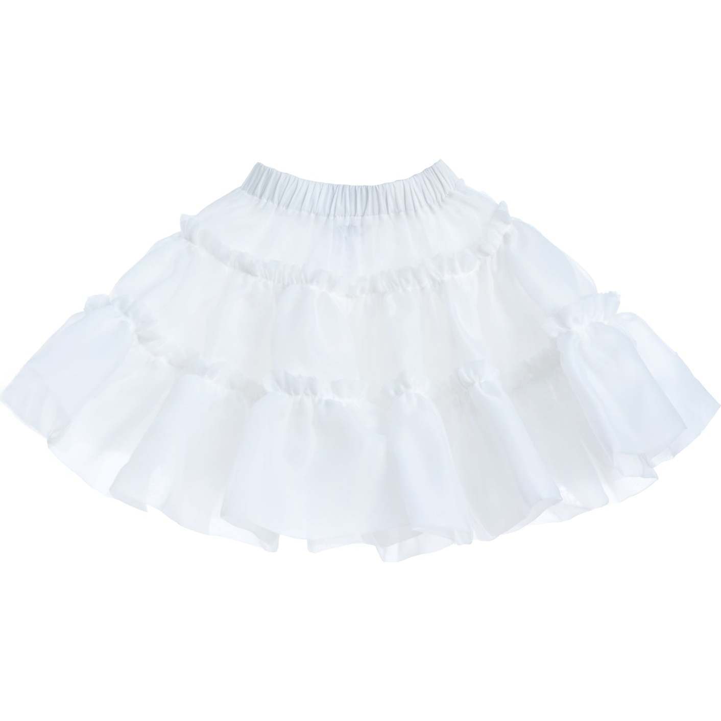 Frilled Satin Skirt, White - Skirts - 1