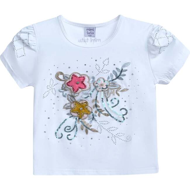 Flowers Applique T-Shirt, White