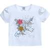 Flowers Applique T-Shirt, White - T-Shirts - 1 - thumbnail