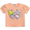 Butterfly Applique T-Shirt, Peach - T-Shirts - 1 - thumbnail