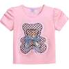 Bear Applique T-Shirt, Pink - T-Shirts - 1 - thumbnail