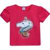 Raspberry Unicorn Applique T-Shirt, Pink - T-Shirts - 1 - thumbnail