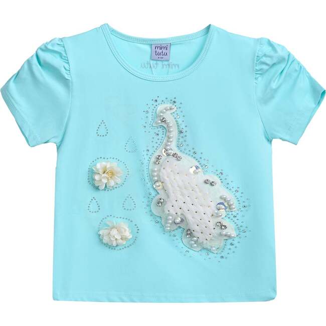 Peacock Applique T-Shirt, Blue