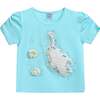 Peacock Applique T-Shirt, Blue - T-Shirts - 1 - thumbnail