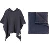 Set of 2 Waffle Blanket, Blueberry + Linen Waffle Poncho, Blueberry - Bath Towels - 1 - thumbnail