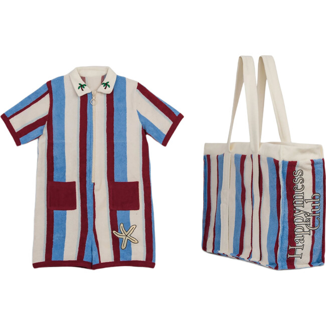 Set of 2 Terry Bag, Marina Stripes + Terry Overall, Marina Stripes