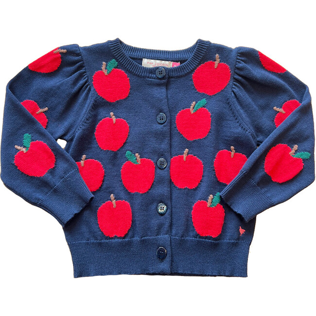 Girls Constance Puff Shoulder Glitter Button Sweater, Apples