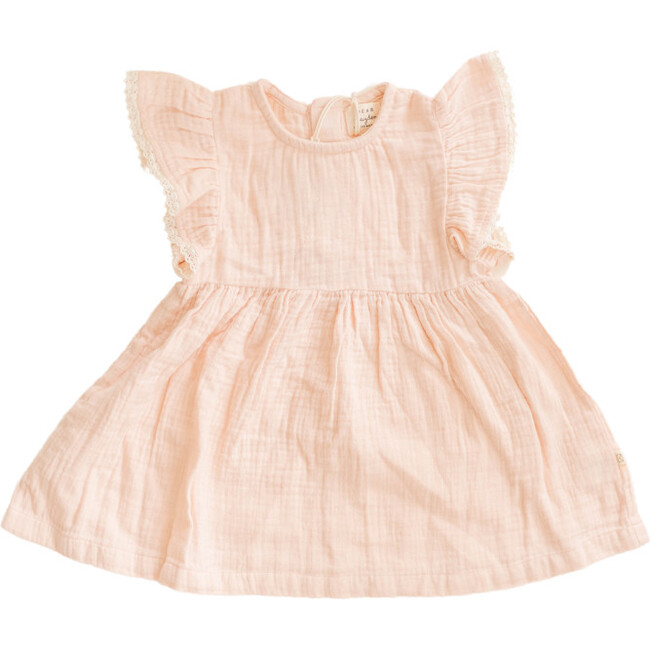 Organic Cotton Muslin Flutter Sleeve Dress, Orchid Pink