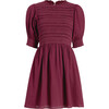 The Women's Vivi Cuff Sleeve Smocked Bodice Nap Dress, Burgundy Shadow Stripe - Dresses - 1 - thumbnail