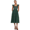 The Women's Ellie Ruffle Shoulder Smocked Tired Nap Dress, Green Shadow Stripe - Dresses - 2