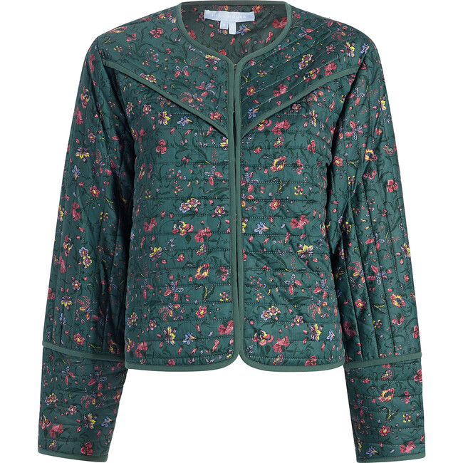 The Women's Amari Quilted Jacket, Fleur Chintz Bottle Green