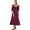 The Women's Corinne Square Neck Midi Sleeve Nap Dress, Burgundy Shadow Stripe - Dresses - 2