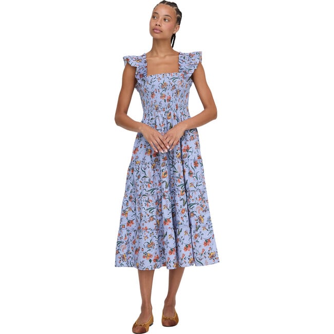 The Women's Ellie Ruffle Shoulder Smocked Tired Nap Dress, Fleur Chintz Thistle - Dresses - 2