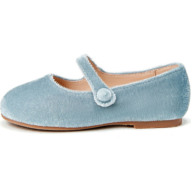 Elin Plush Velvet Pointed-Toe Mary Janes, Blue