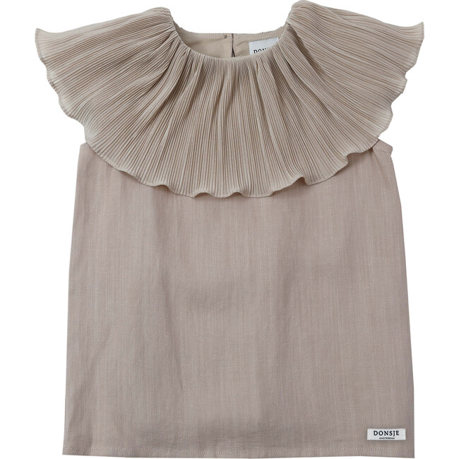 Emmi Ruffle Collar Sleeveless Blouse, Rose Powder