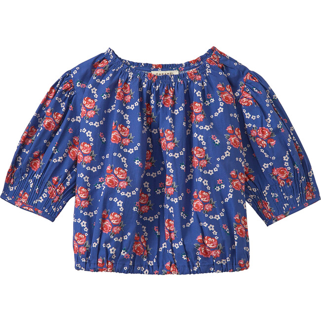 Queens Park Rose Posy Print Blouse, Blue