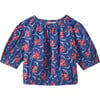 Queens Park Rose Posy Print Blouse, Blue - Blouses - 1 - thumbnail