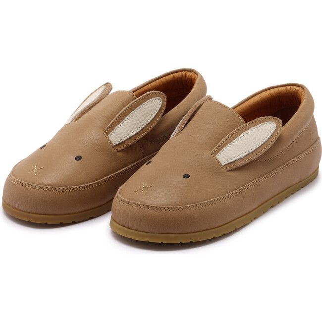 Kifi Bunny Leather Slip-On Shoes, Taupe