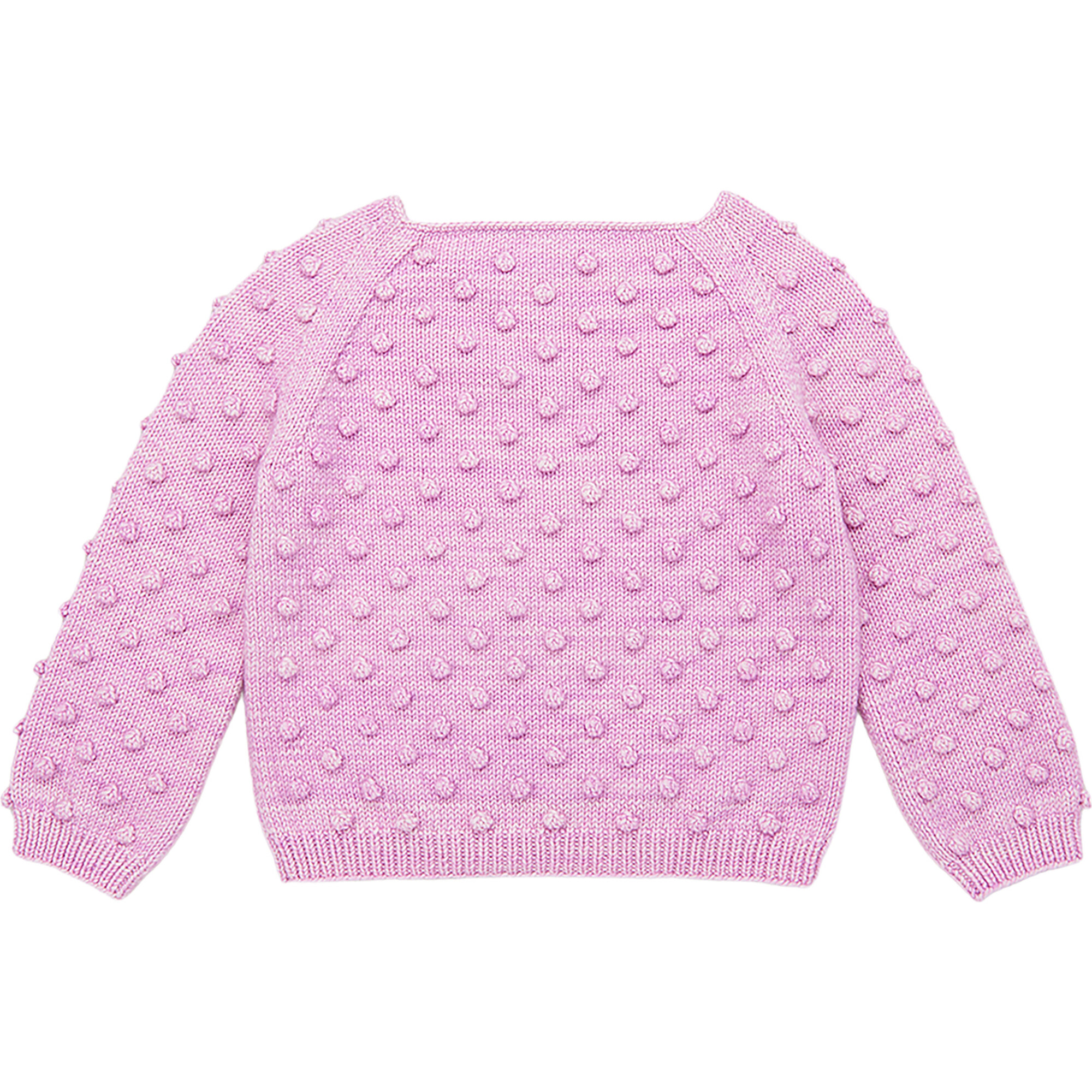 Original Knit Popcorn Ribbed Cuff Hand Sweater, Pink Lilac - Sweaters - 1