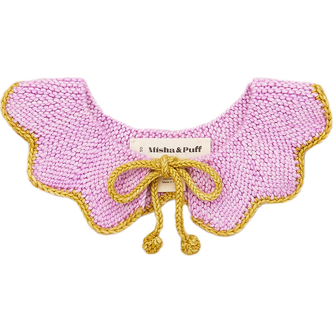 Flower Scalloped Hand Knit Collar, Pink Lilac