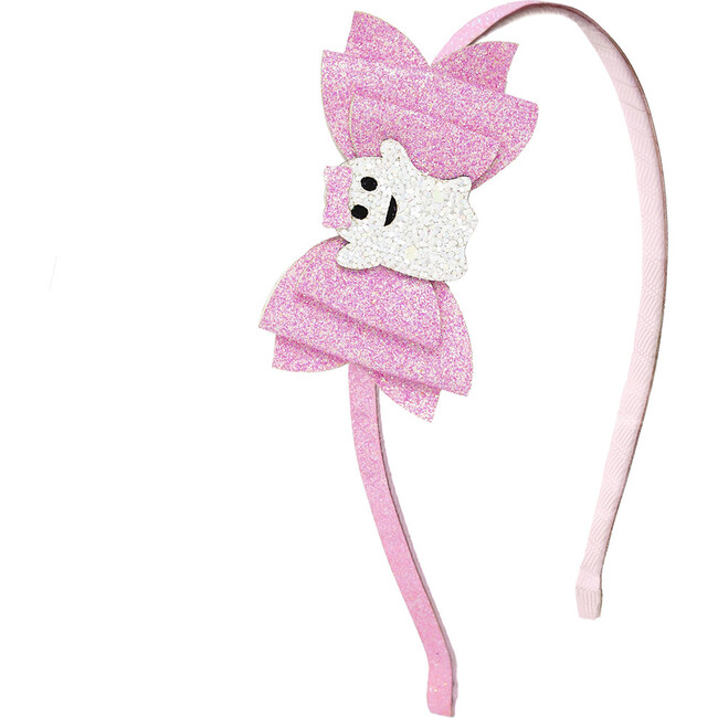 Girly Ghost Halloween Bow Headband, Pink