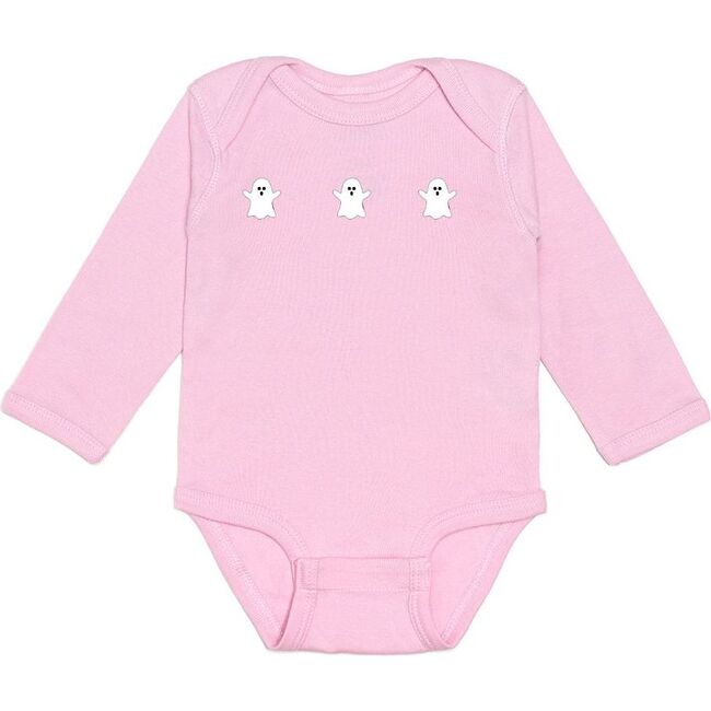 Ghost Halloween Long Sleeve Bodysuit, Pink