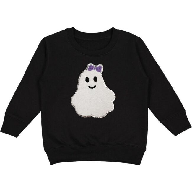 Girly Ghost Patch Halloween Sweatshirt, Black