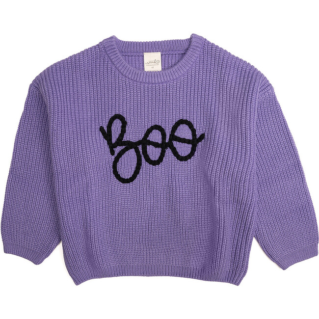 Boo Halloween Yarn Knit Sweater, Lavender