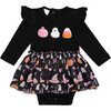 Boo Halloween Long Sleeve Tutu Bodysuit, Black - Dresses - 1 - thumbnail