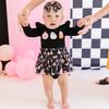Boo Halloween Long Sleeve Tutu Bodysuit, Black - Dresses - 2