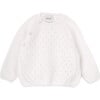 Newborn Cotton Long Sleeve Sweater, White - Sweaters - 1 - thumbnail