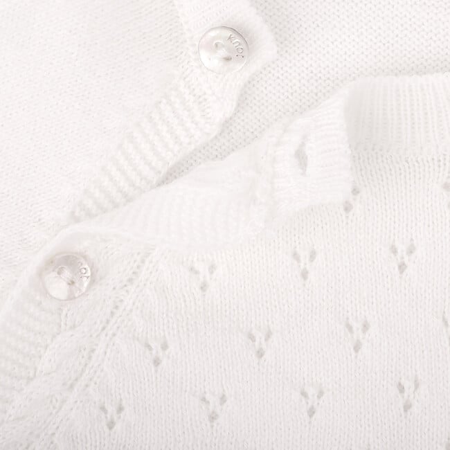 Newborn Cotton Long Sleeve Sweater, White - Sweaters - 2