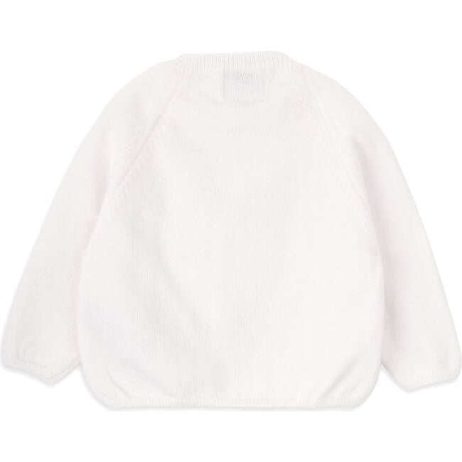 Newborn Cotton Long Sleeve Sweater, White - Sweaters - 3